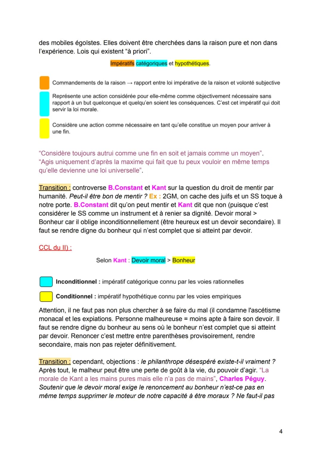 # Bonheur et Devoir :
TROUVER DES CITATIONS ET REGARDER DANS MON ANNABAC.+ YOUTUBE
FAIRE UN PLAN RÉSUMÉ (voir page 12 de mon cours).
Le d