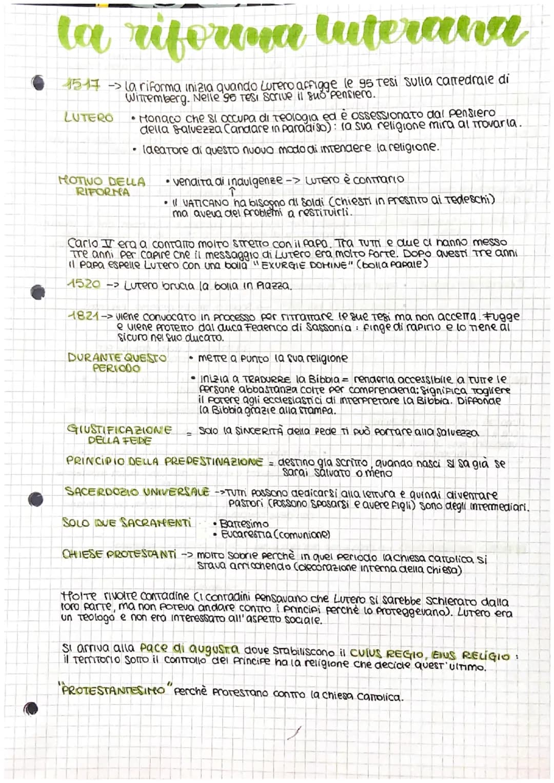 # la riforma luterana
* 15-17 la riforma inizia quando Lurero affigge le 95 Tesi sulla catedrale di
Wittemberg. Nelle 95 Tesi scrive il s