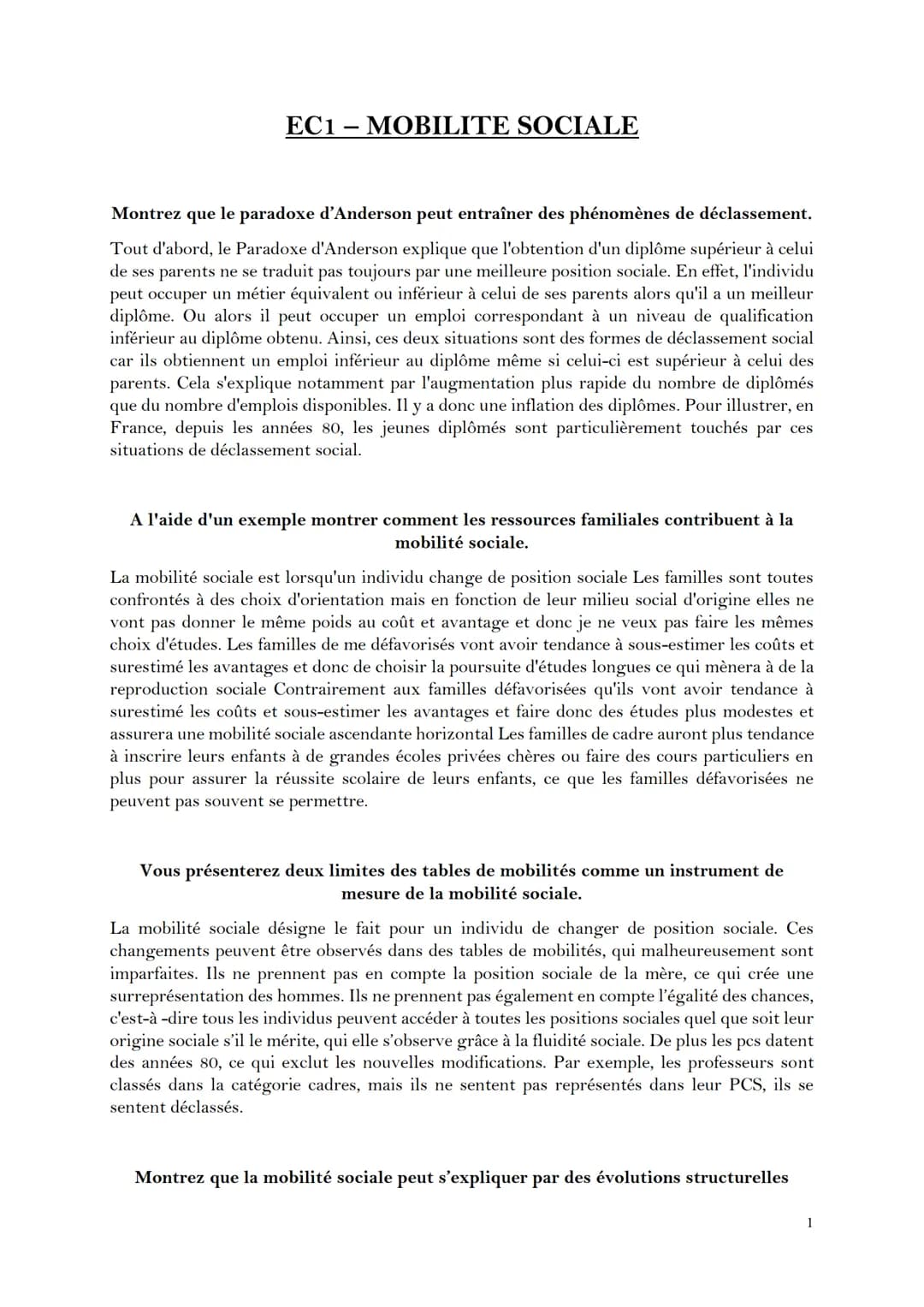 # EC1-MOBILITE SOCIALE
Montrez que le paradoxe d'Anderson peut entraîner des phénomènes de déclassement.
Tout d'abord, le Paradoxe d'Ander