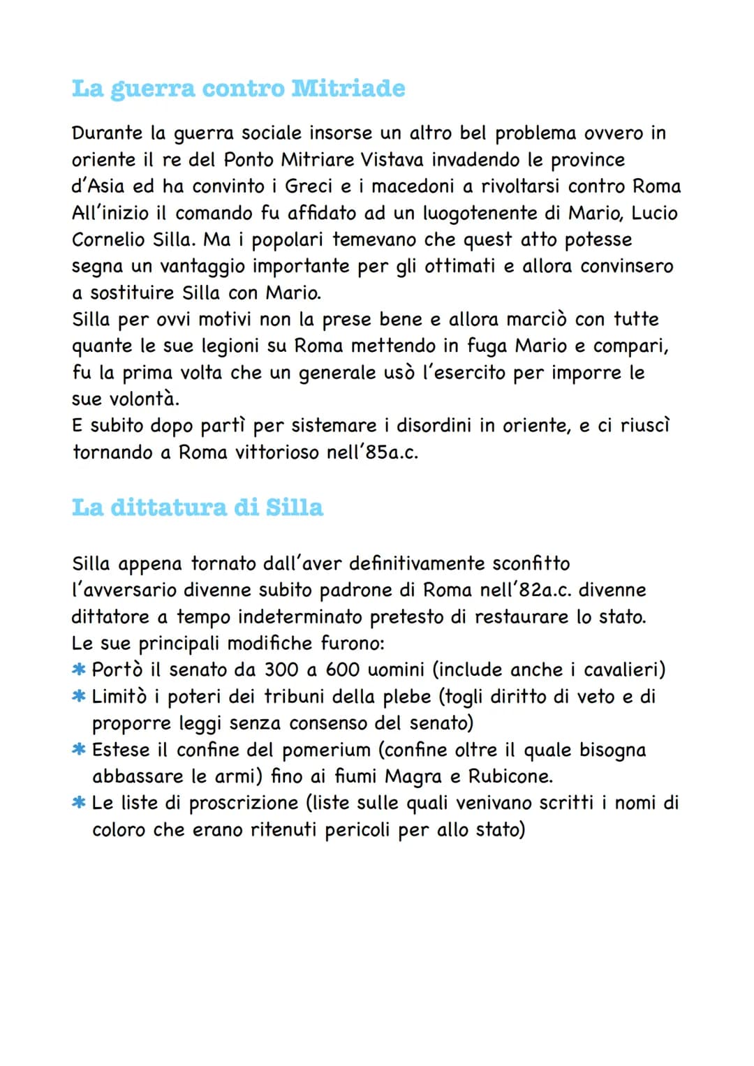 # Lotta tra le fazioni Mario e
Silla
Ottimati e popolari
Dopo i fallimenti delle riforme dei Gracchi i contrasti tra le
opposte fazioni au