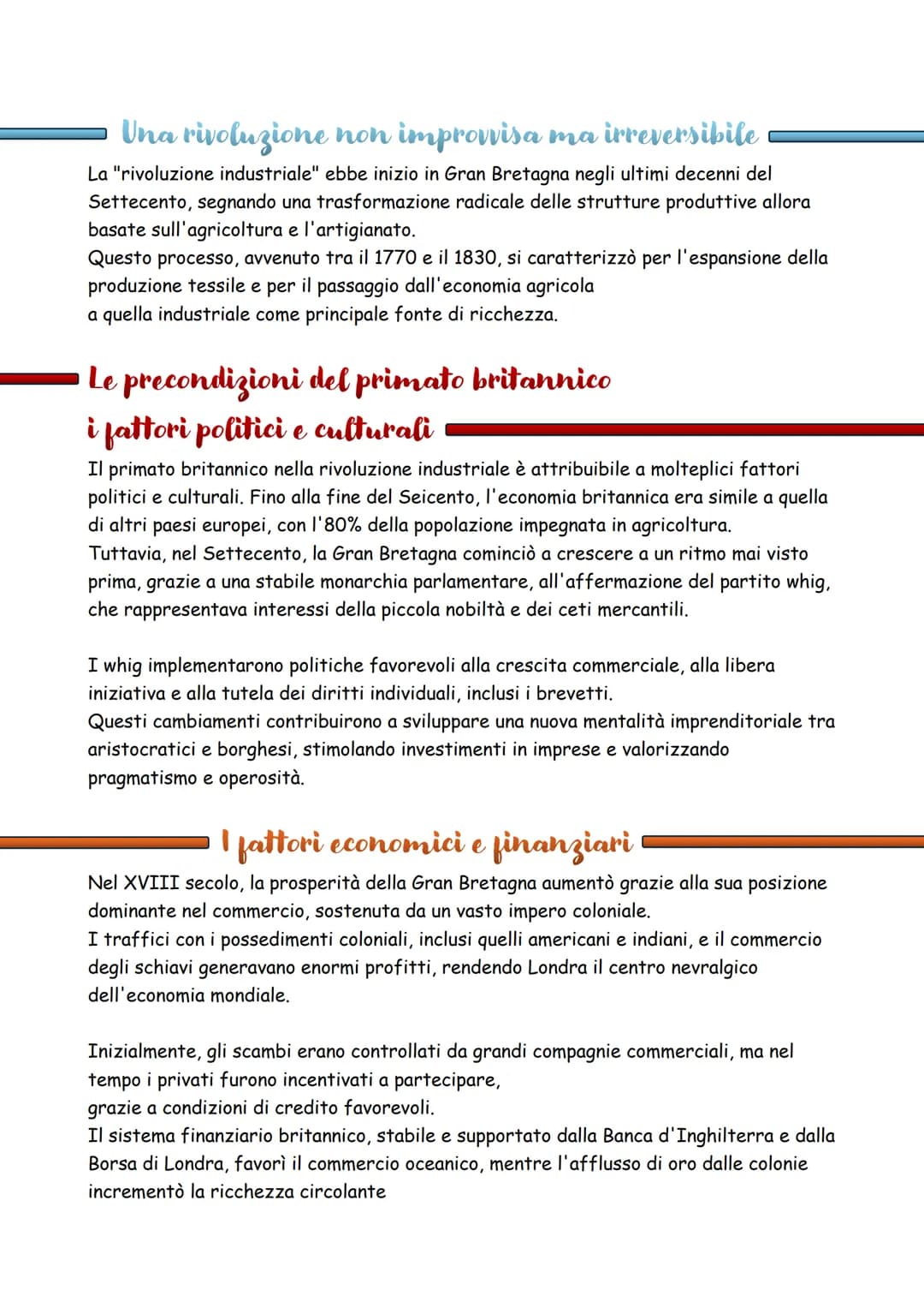 # Una rivoluzione non improvisa ma irreversibile
La "rivoluzione industriale" ebbe inizio in Gran Bretagna negli ultimi decenni del
Settece