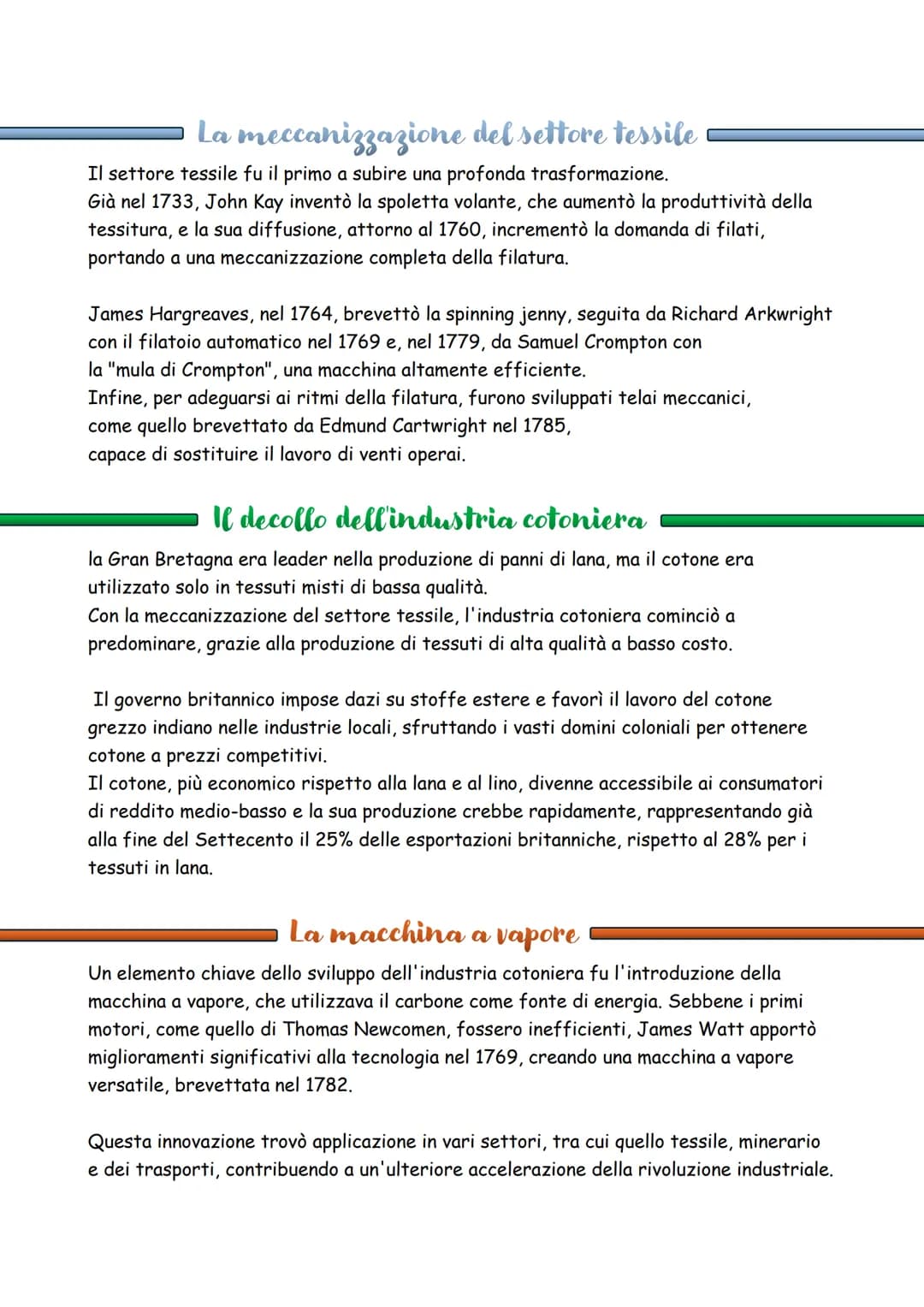 # Una rivoluzione non improvisa ma irreversibile
La "rivoluzione industriale" ebbe inizio in Gran Bretagna negli ultimi decenni del
Settece