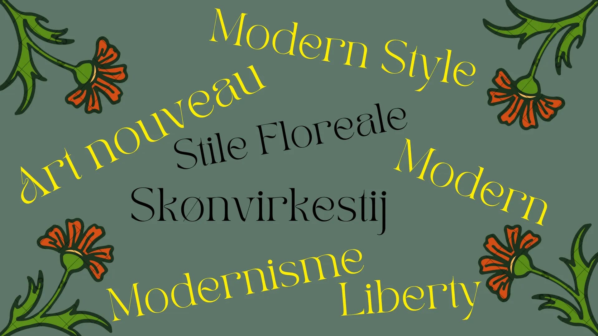 Art nouveau
Modern Style
Stile Floreale
Modern
Skønvirkestijl
Modernisme
Liberty JUGENDSTIL GLIEDERUNG
1
2
-3
zeitliche
Merkmale &
K