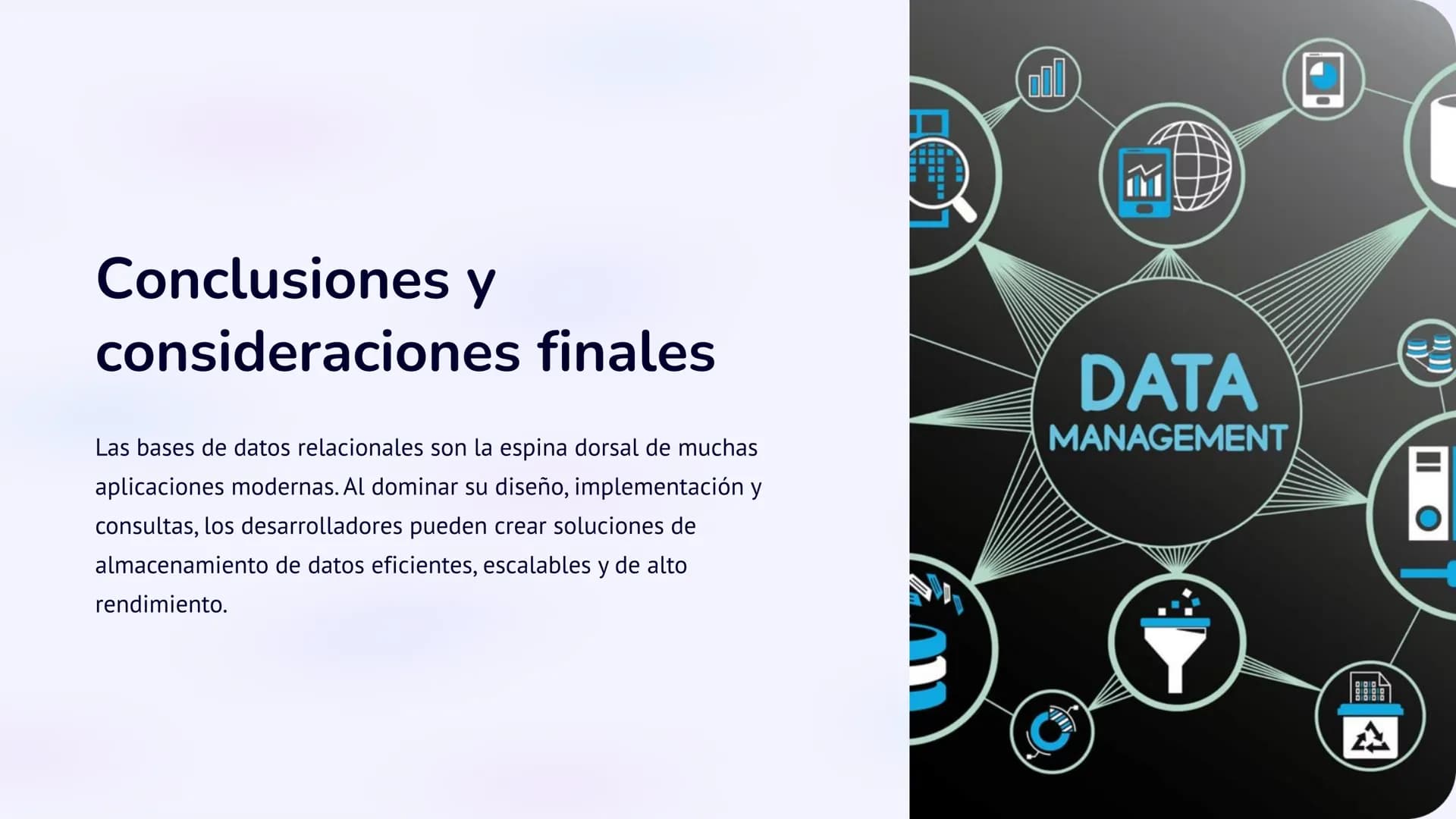 # Bases de Datos
Relacionales: Diseño,
implementación y
consultas
Las bases de datos relacionales son sistemas de gestión de
información po