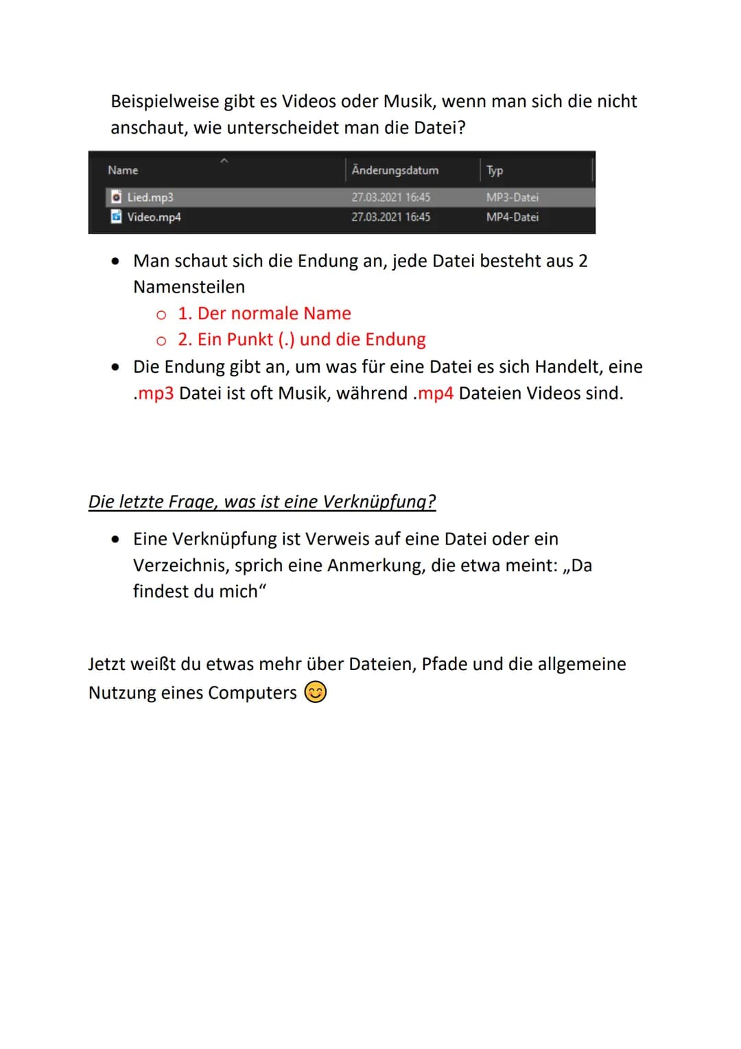 # Zusammenfassung Informatik (Leichte
Nutzung von Windows)
Zuerst muss man das Pfad/Verzeichnis System erklären:
Datei Start Freigeben Ans