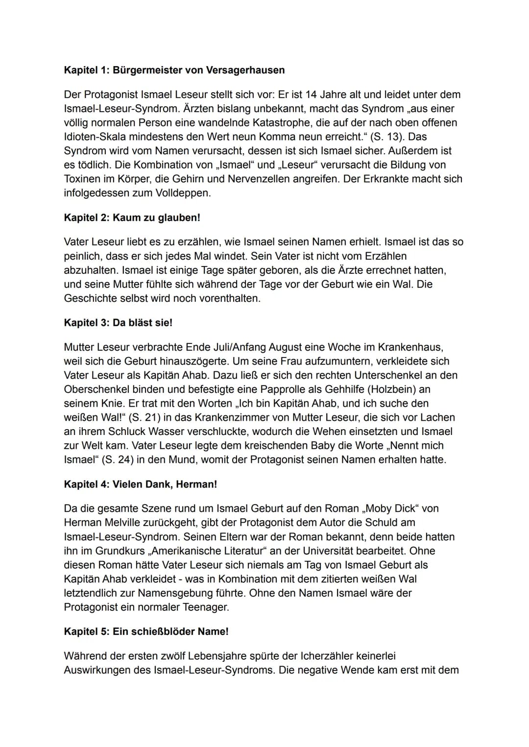# Nennt mich nicht Ismael
Inhaltsangabe/Zusammenfassung
2006 erschien der Jugendroman „Don't Call Me Ishmael!" des australischen Autors
Mi