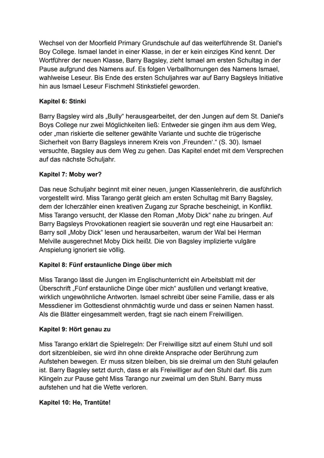 # Nennt mich nicht Ismael
Inhaltsangabe/Zusammenfassung
2006 erschien der Jugendroman „Don't Call Me Ishmael!" des australischen Autors
Mi