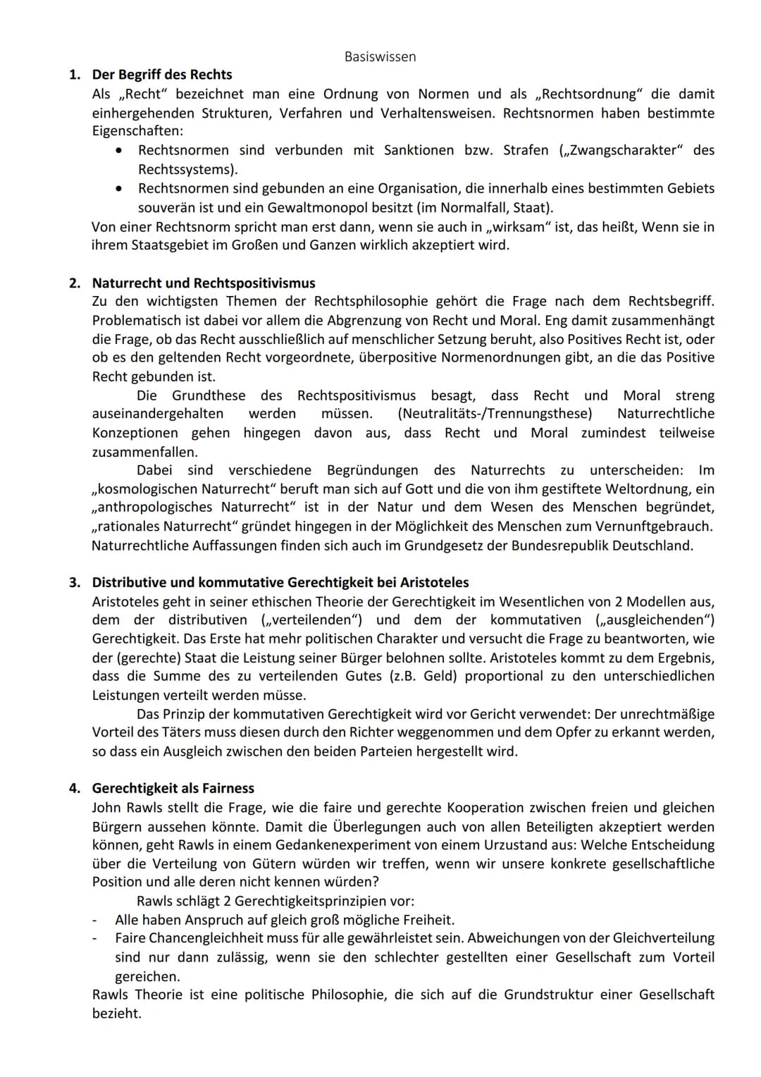 Ethik
Recht:
Formale Bestimmung:
* normative Ordnung menschlichen
Verhaltens (Zwangscharakter)
* verpflichtend
Materiale Bestimmun