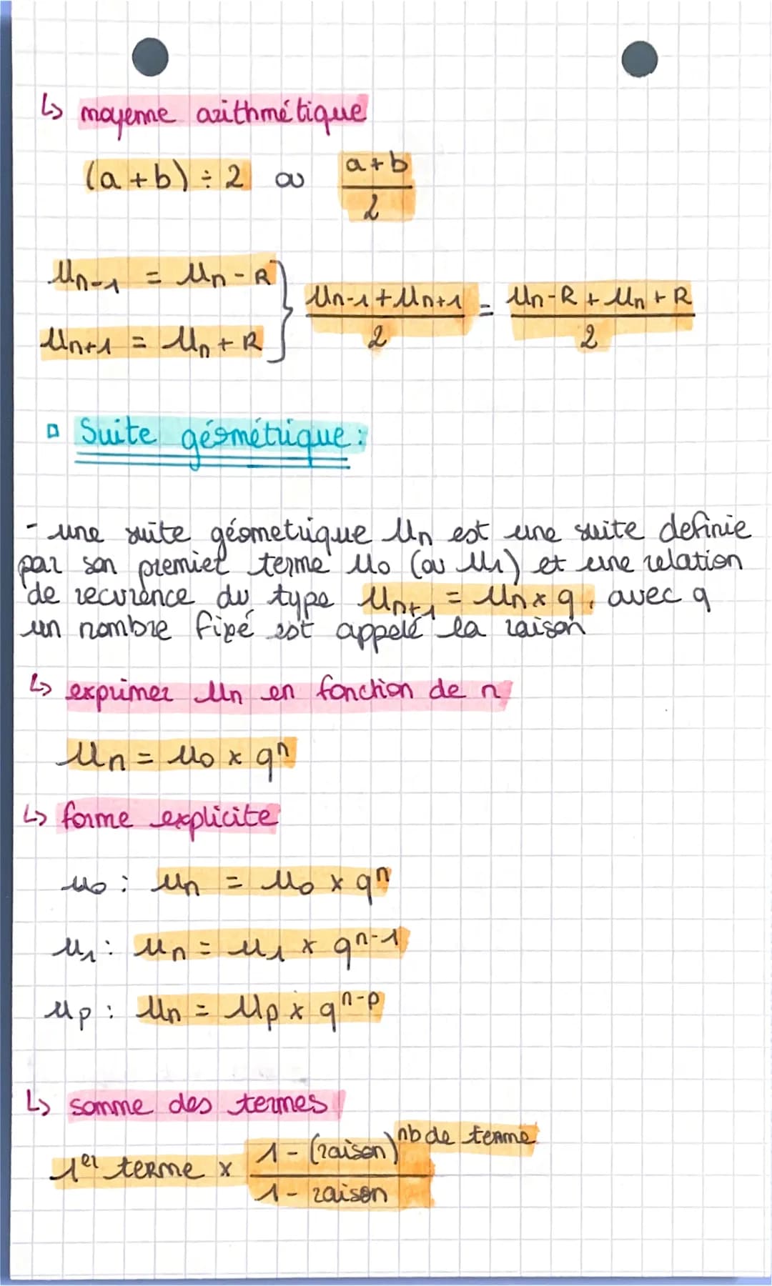 # Les suites
math
A Suite authmétique:
- une suite arithmétique il est une suite defini
par son premier terme Mo (ai lui) et une
relation