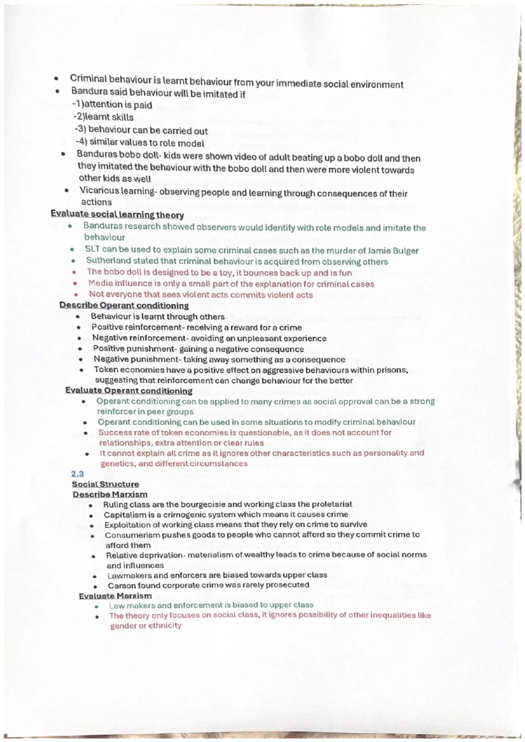Answer plans for all questions
-1.1
Describe crime
* Set of laws put in place, if broken it results in punishment
* Legal system defi