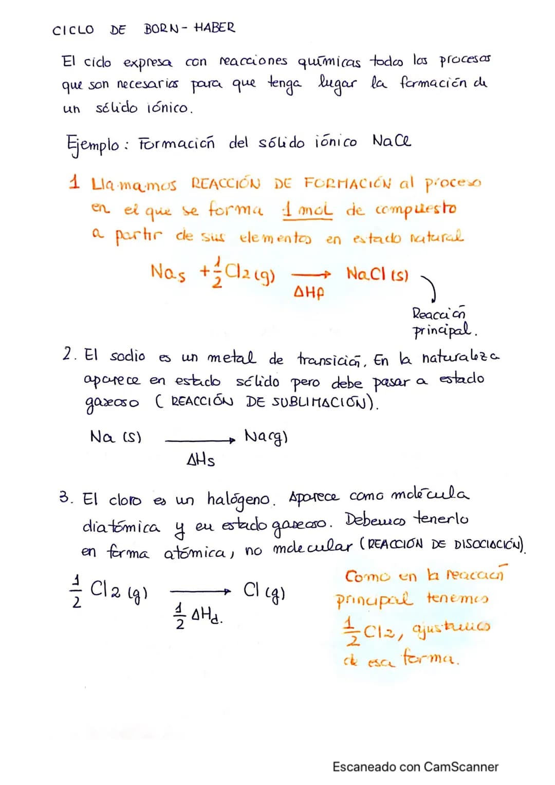 # CICLO DE BORN HABER
El ciclo expresa con reacciones químicas todos los procesos
que son necesarios para que tenga lugar la formación de
u