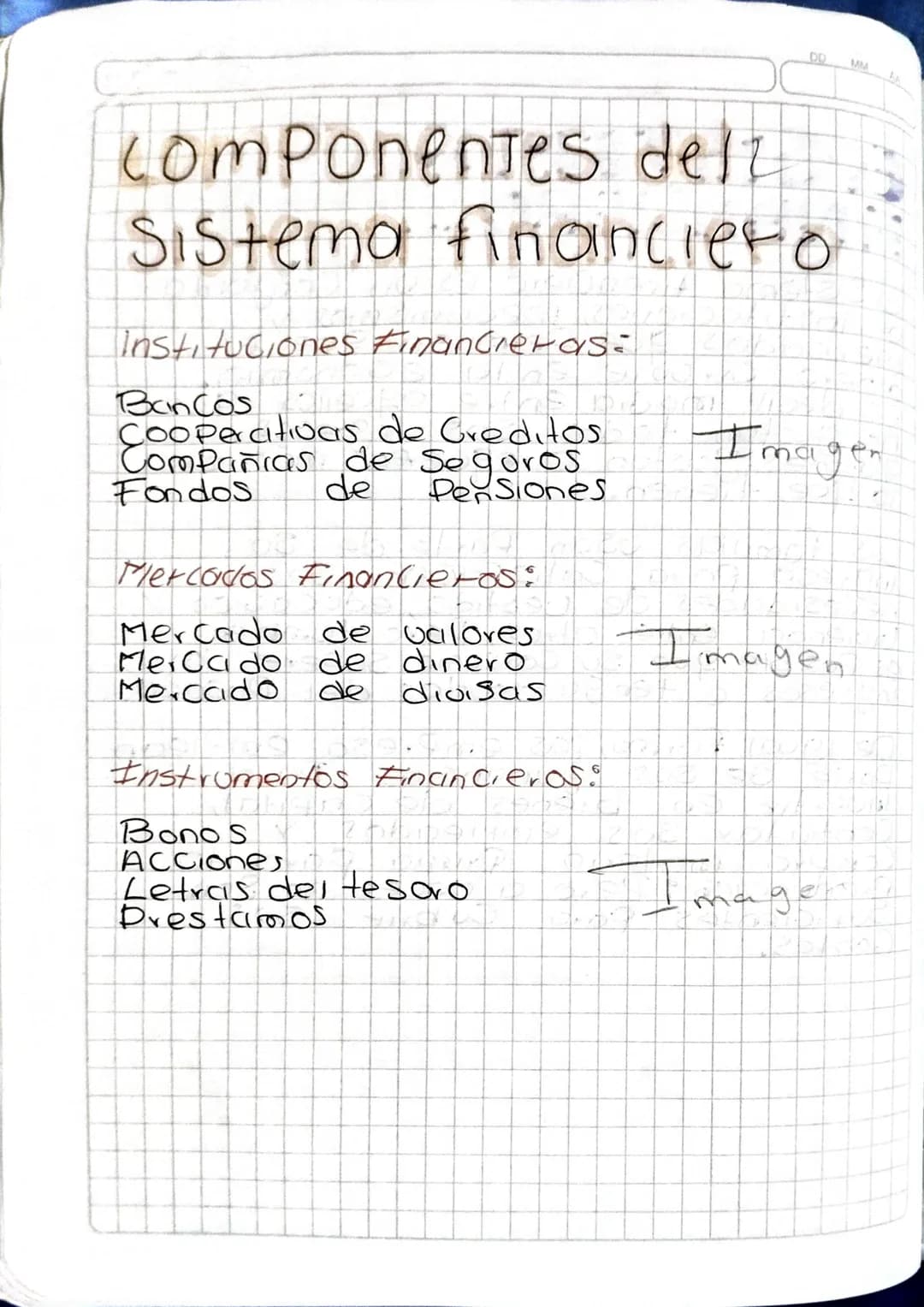 DD MA
componentes delt
Sistema financiero
Instituciones Financieras:
Bancos
Cooperativas de Creditos
Compañias de Seguros
Fondos de Pensio