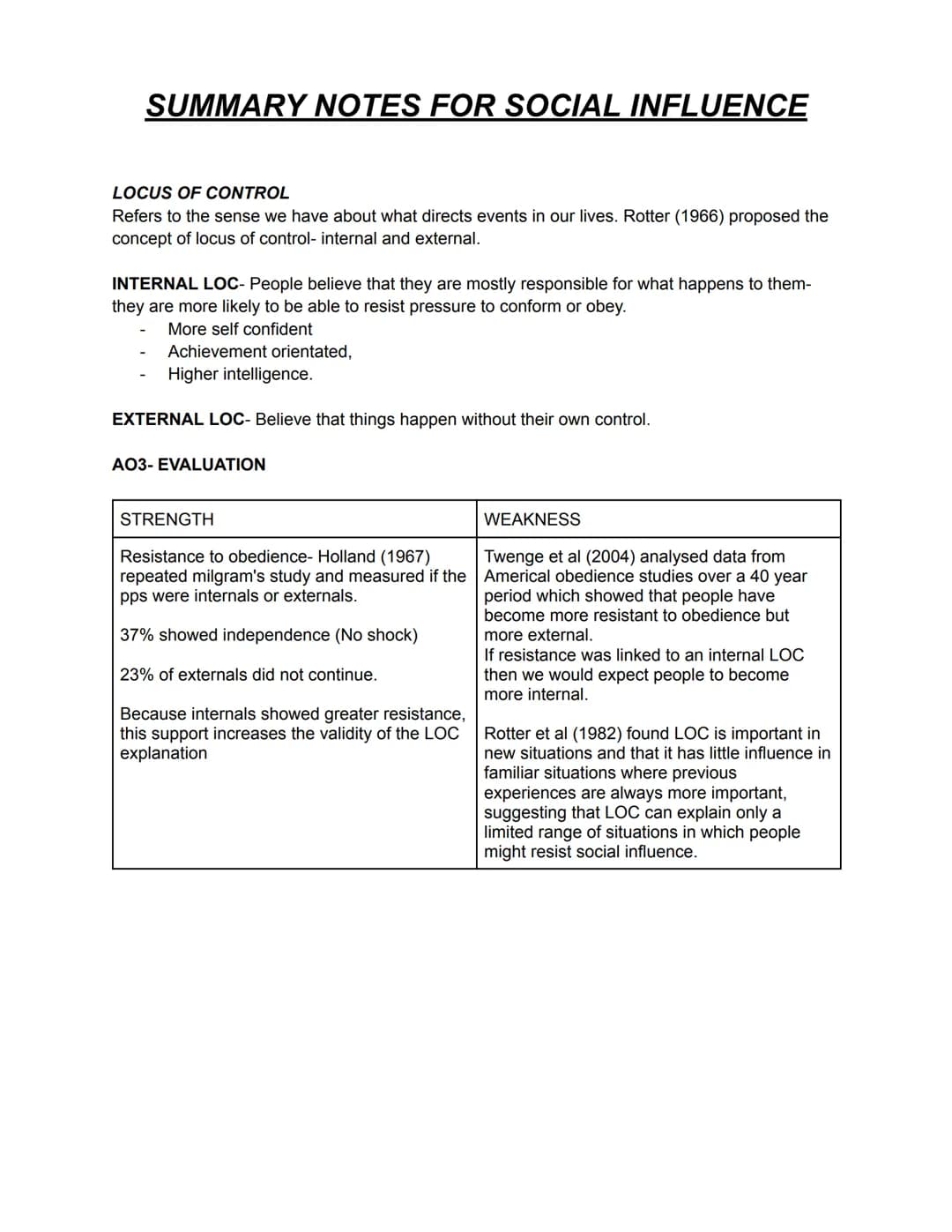 # SUMMARY NOTES FOR SOCIAL INFLUENCE
## ASCH EXPERIMENT FOR CONFORMITY
Procedure
- 123 participants (pps) American males
- Naive pps in a