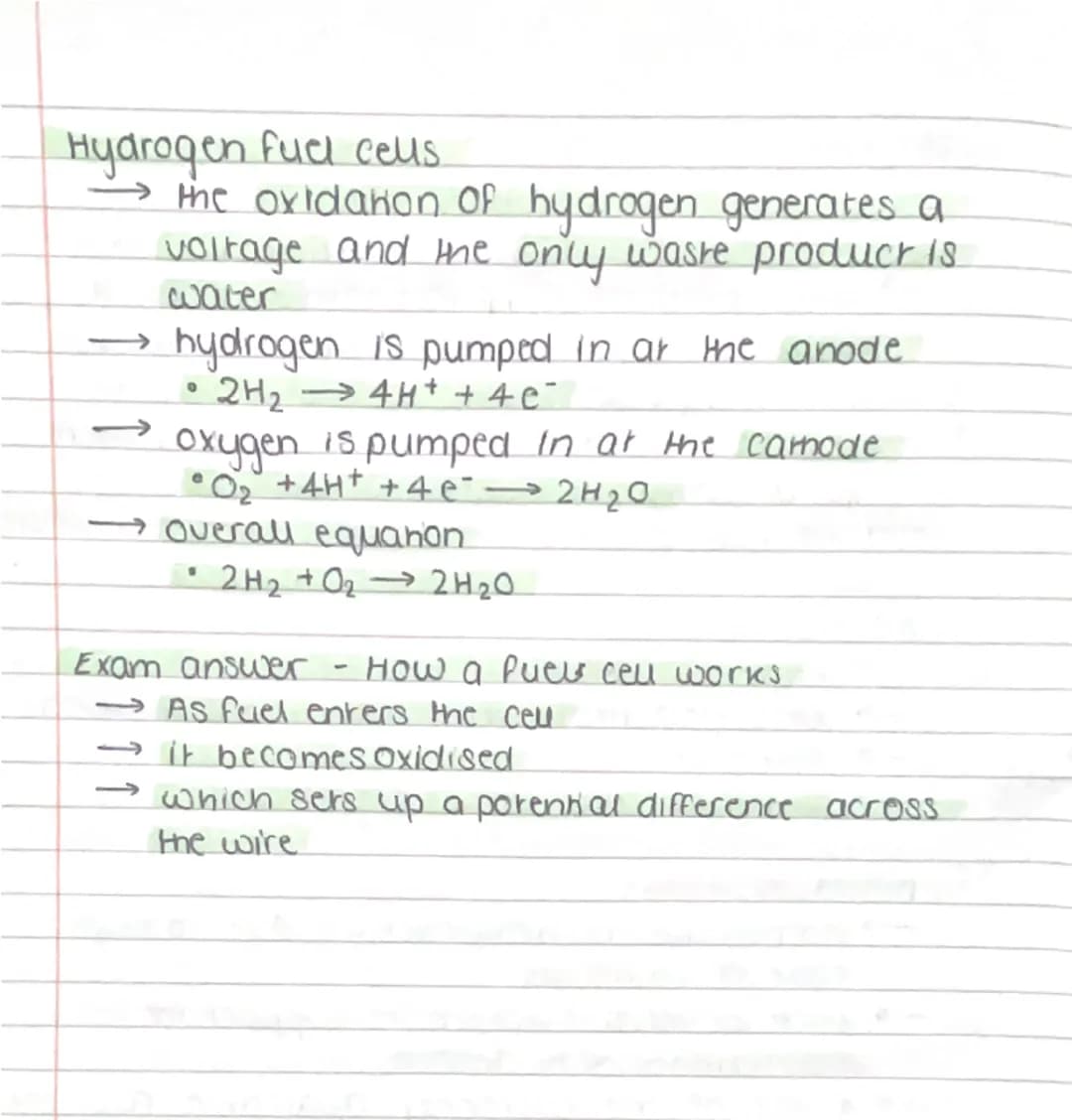 Revision
Fuel cells
→ they produce electric energy using a
reachon between an external fuel source
Coften H₂) and 02.
→ the fueld is added