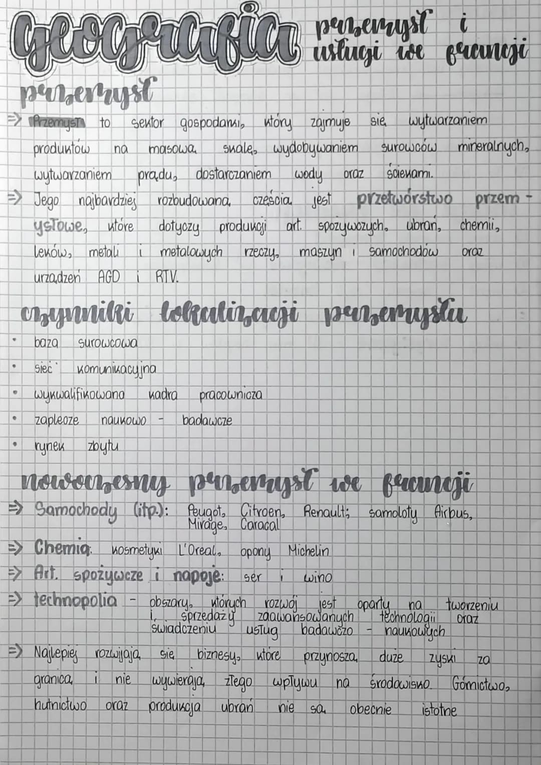 # Geografica
przemyst
# przemyst i
usługi we francji
=> Przemysł to sektor gospodansi, który zajmuje się wytwarzaniem
produktów na masowa