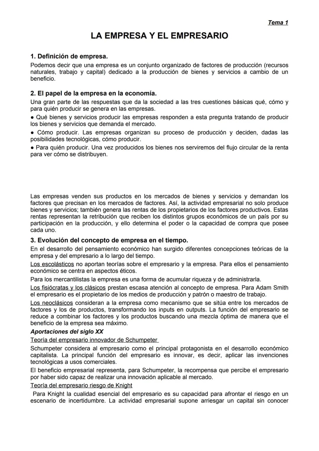 # Tema 1
# LA EMPRESA Y EL EMPRESARIO
1. Definición de empresa.
Podemos decir que una empresa es un conjunto organizado de factores de pr