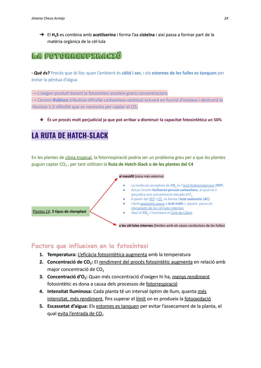 Jimena Checa Armijo
ANABOLISME AUTOTROF
Què és l'ANABOLISME? Via constructiva del metabolisme, és a dir, es fa una síntesi de
molècules co