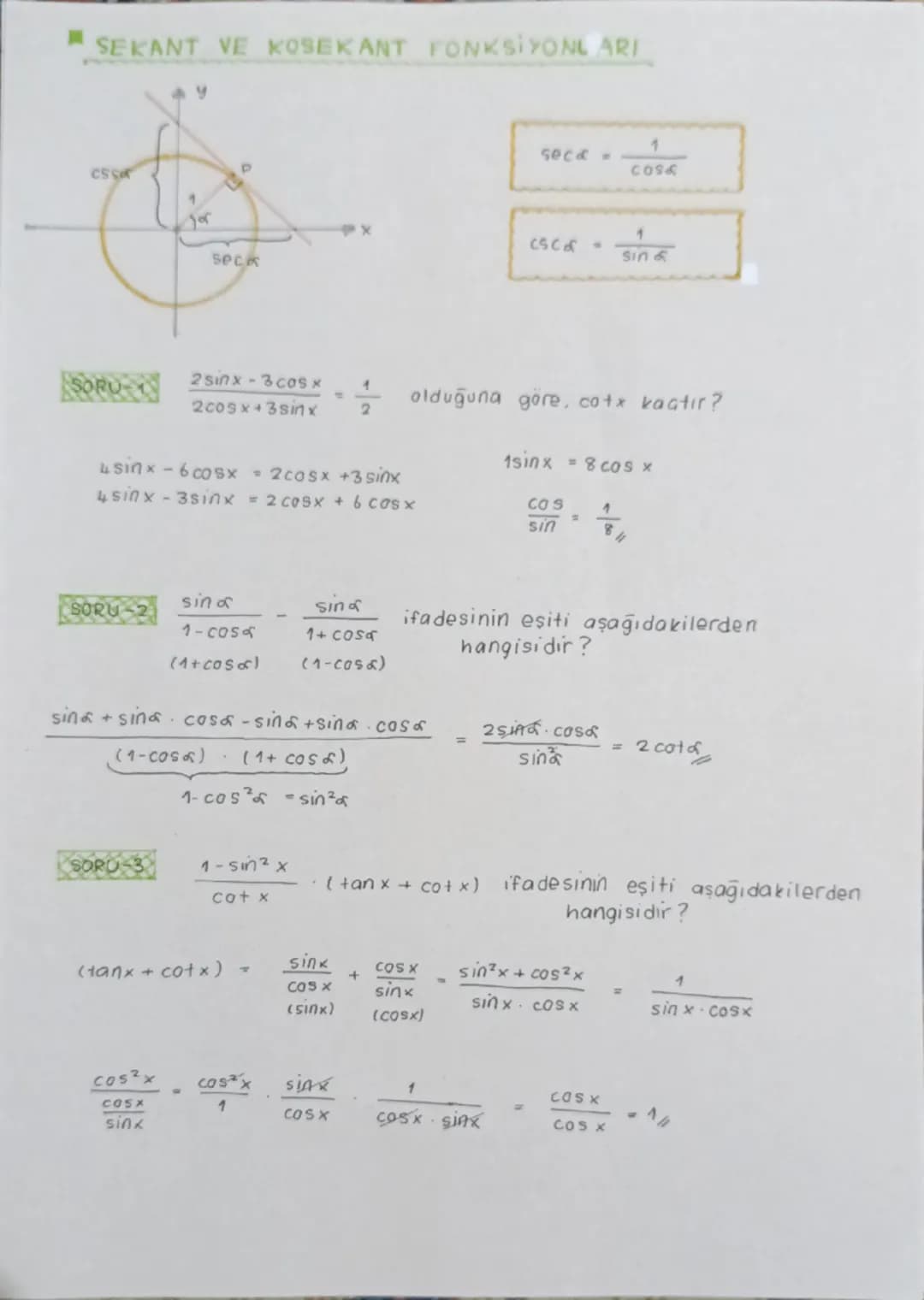 - TRIGONOMETRİ - 1
■ YÖNLÜ AÇILAR
A
bitim kenarı
Ja
Başlangıç kenarı B
BOA nın yönü pozitif
M(BOA) = a
AÇININ ÖLÇÜ BİRİMLERİ
başlangıç