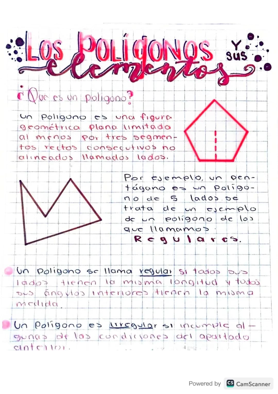# Los Poligongs
Y
sus
elementos
¿Que es un poligono?
Un Poliguno es una figura.
geométrica plana limitada
al menos por tres segment
tos r
