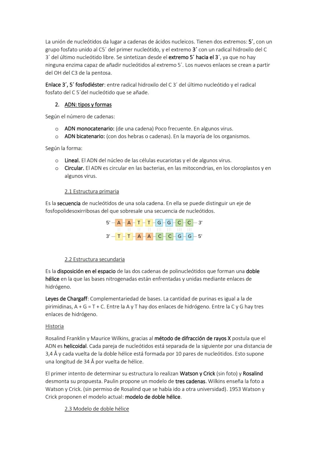 # TEMA 5. Los ácidos nucléicos
1. Formación de los ácidos nucléicos
Los ácidos nucleicos son polímeros formados por nucleótidos. Su nombr