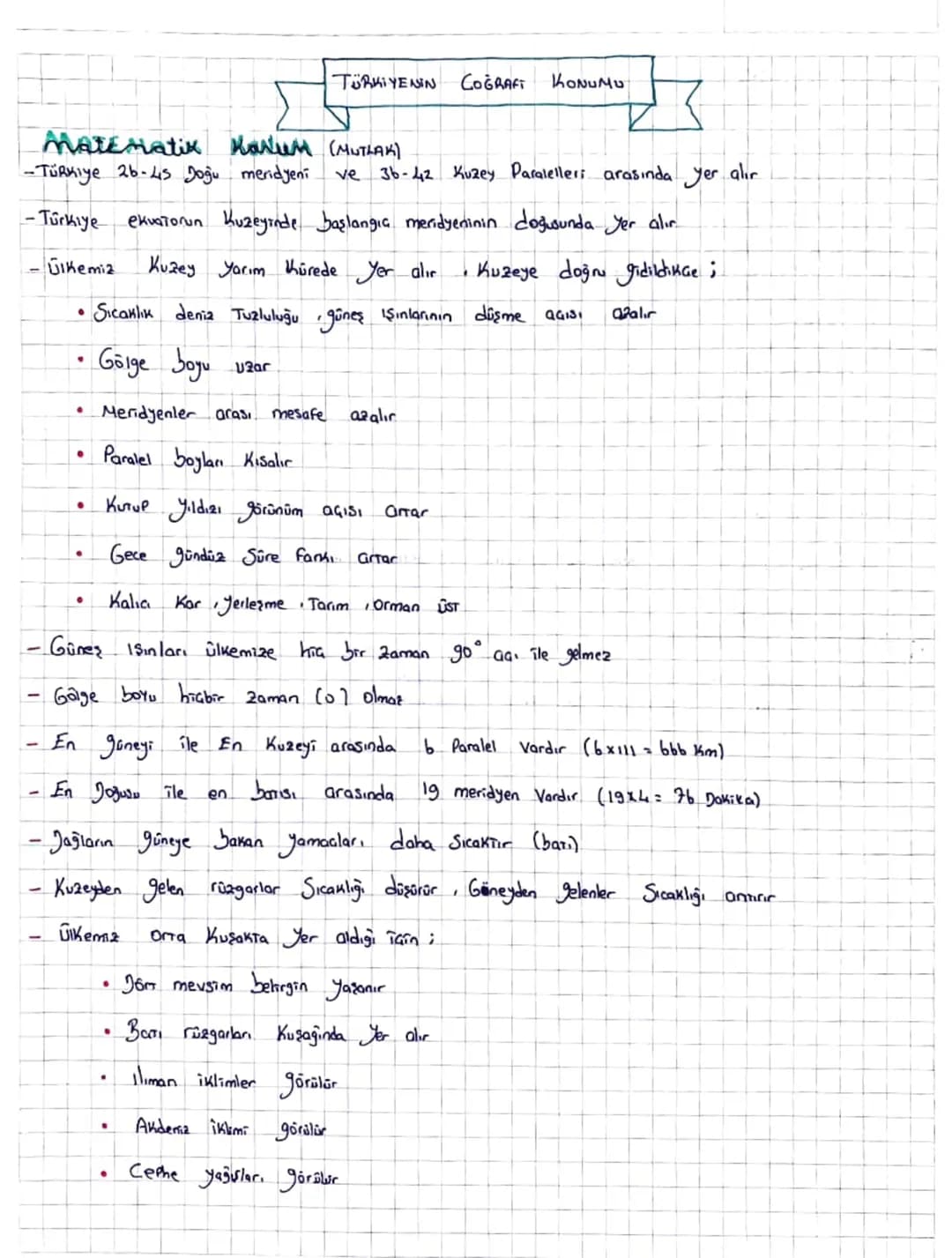 TÜRKIYENİN COGRAFT KONUMU
MATEMATIK Kanum (MUTLAK)
-Türkiye 26-45 Doğu meridyeni ve 36-42 Kuzey Paralelleri arasında yer alır
-Türkiye ekva