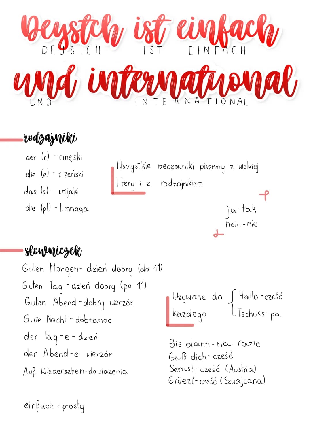# Deystch ist einfach
DEUSTCH IST EINFACH
# und international
UND INTERNATIONAL
- rodzajniki
der (r) - (męski
die (e) r. zeński
das (s)- r