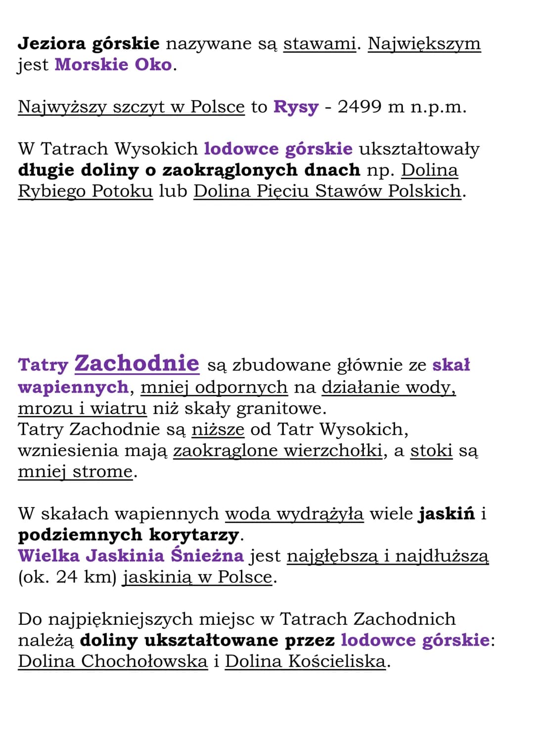# Krajobraz wysokogórski
# Tatr
Tatry są częścią łańcucha Karpat.
Tatry są jedyną krainą w Polsce, w której występuje
krajobraz wysokogórs