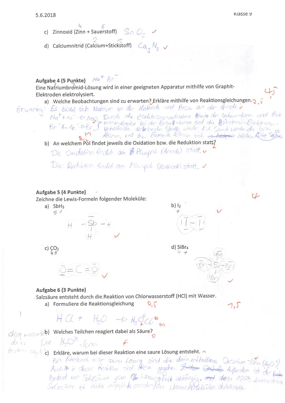 # Chemie-Klassenarbeit Nr.2
Aufgabe 1 (3 Punkte)
Skizziere die Anordnung der lonen in einem Natriumchlorid-Kristall und begründe, warum
di
