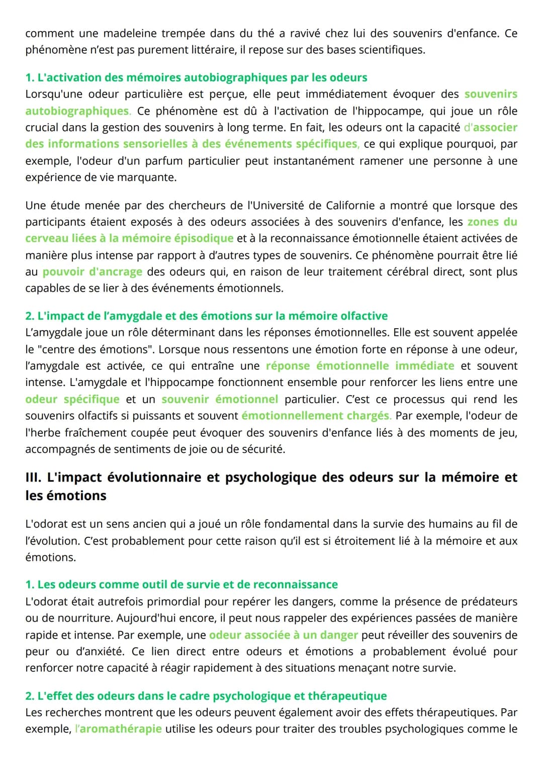 # GRAND ORAL SVT
En quoi l'odorat a t-il la capacité de raviver des
souvenirs émotionnels ?
L'odorat, souvent négligé par rapport aux autr