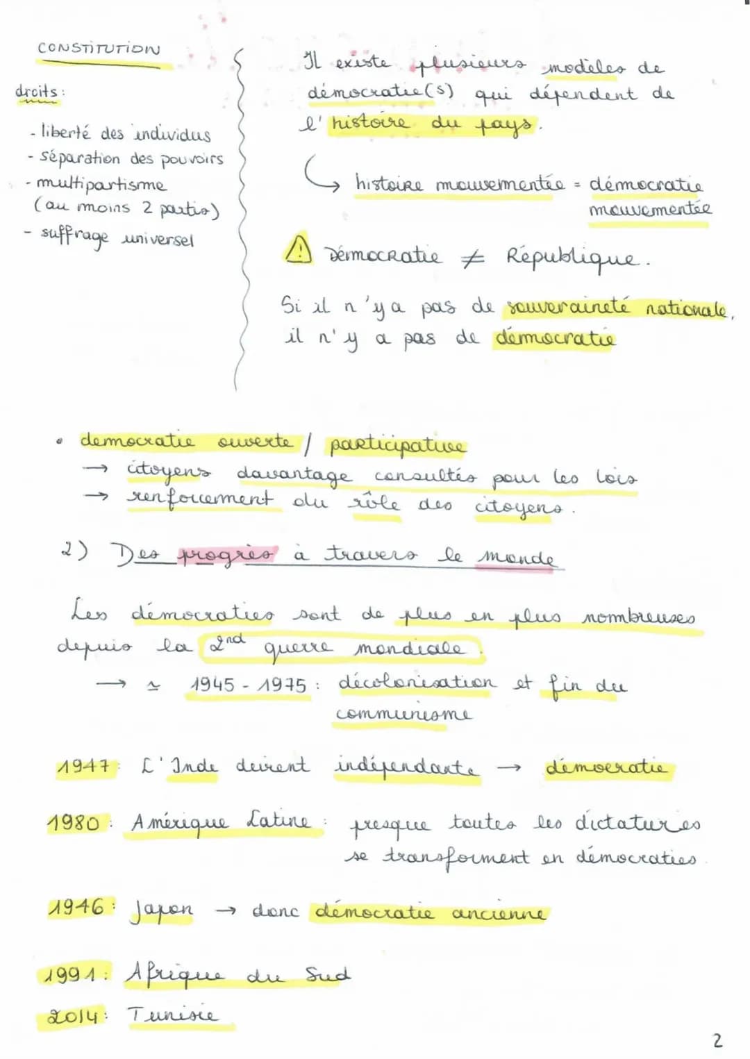 # THEME 1. COMPRENDRE UN REGIME POLITIQUE: LA DEMOCRATIE.
Introduction: la démocratie, les démocraties: quelles caractéristiques aujourd'hu