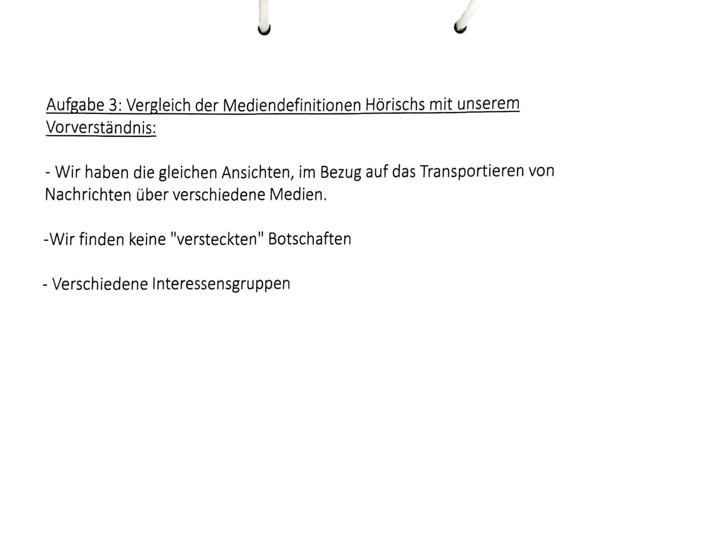 Arbeitsaufträge:
1. Lest den Text und markiert die zentralen Aspekte.
2. Arbeitet in Stichpunkten heraus, wie Hörisch den Begriff Medien
3.