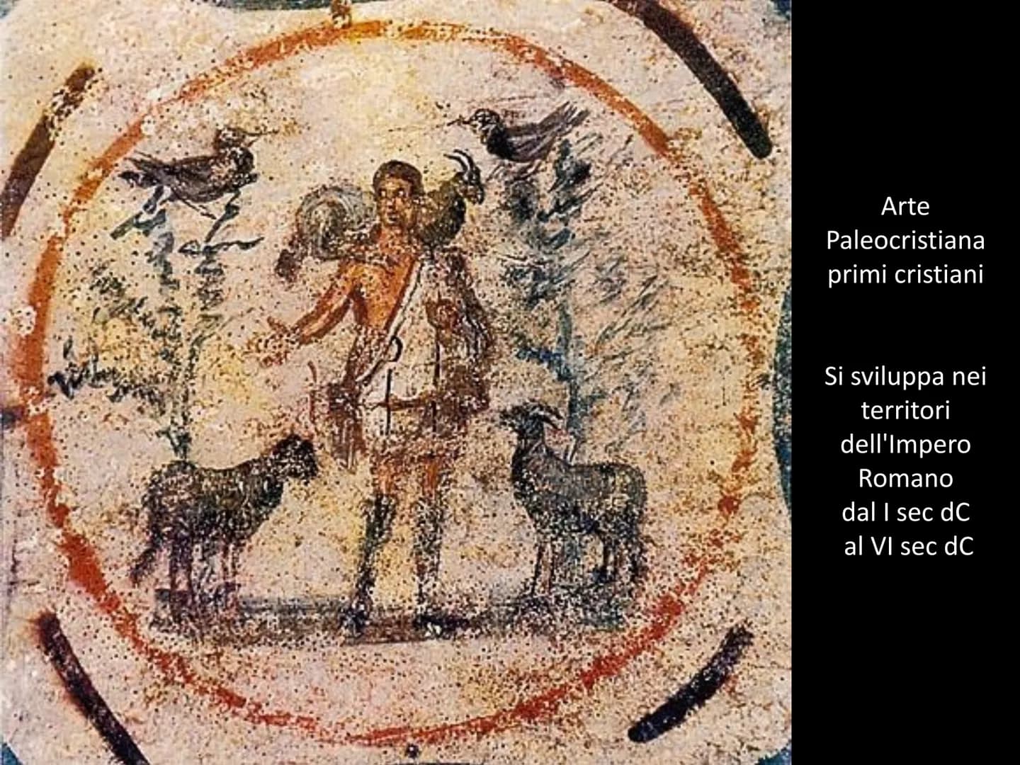 # ARTE PALEOCRISTIANA Arte
Paleocristiana
primi cristiani
Si sviluppa nei
territori
dell'Impero
Romano
dal I sec dC
al VI sec dC L'arte Pal