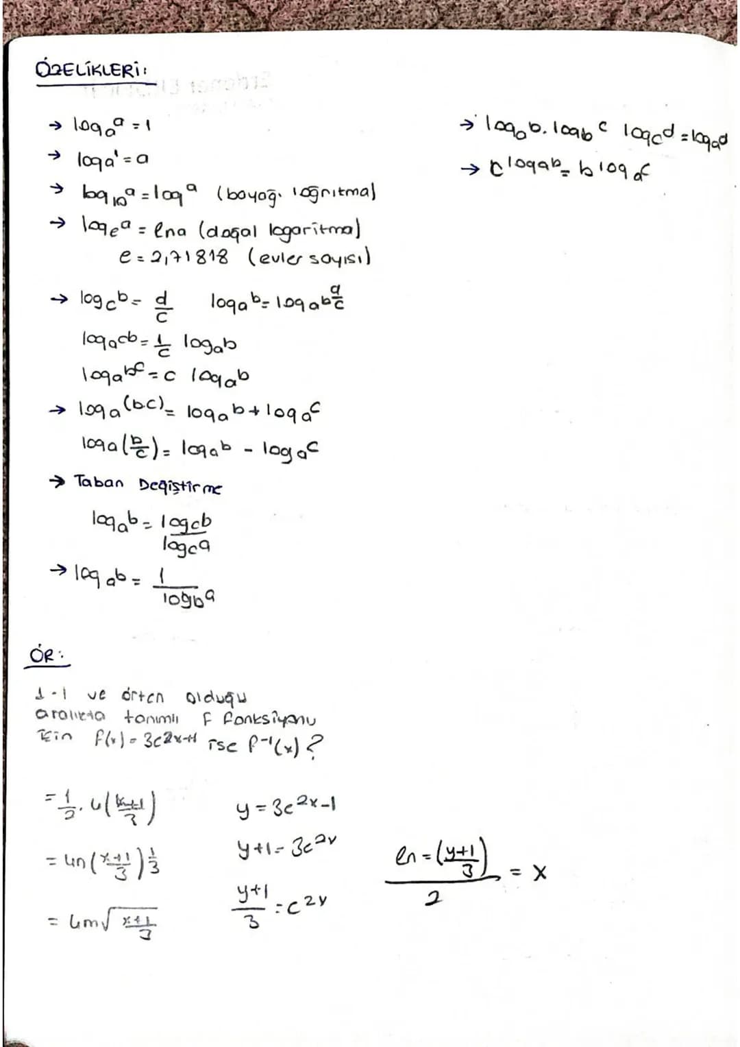 LOGARITMA
Istel Fonksiyon : QEIR
9>0
071
X bir bilinmeyen
$f(x)=0^x$ biçimli
fonksiyonlaro istel
Fonksiyon desir
ÖRNEK!
$f(x)=(\frac{1}{