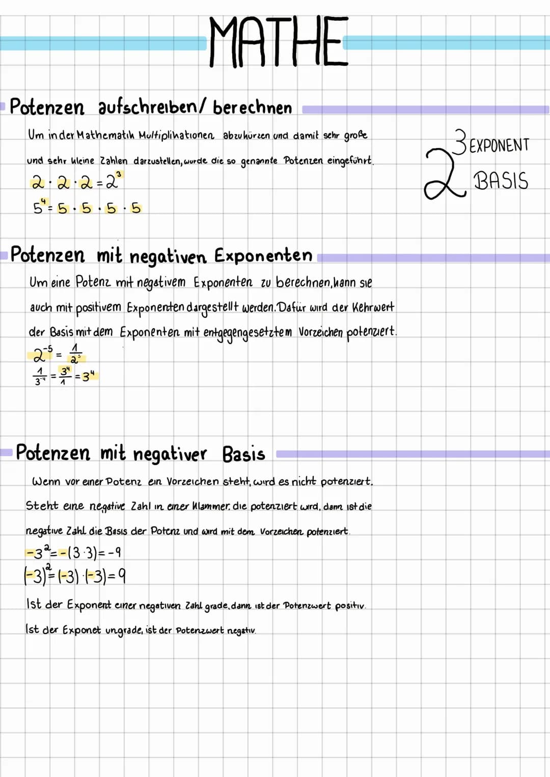 # MATHE
Potenzen aufschreiben/ berechnen
Um in der Mathematih Multiplikationen abzuhürzen und damit sehr große
und sehr kleine Zahlen darz