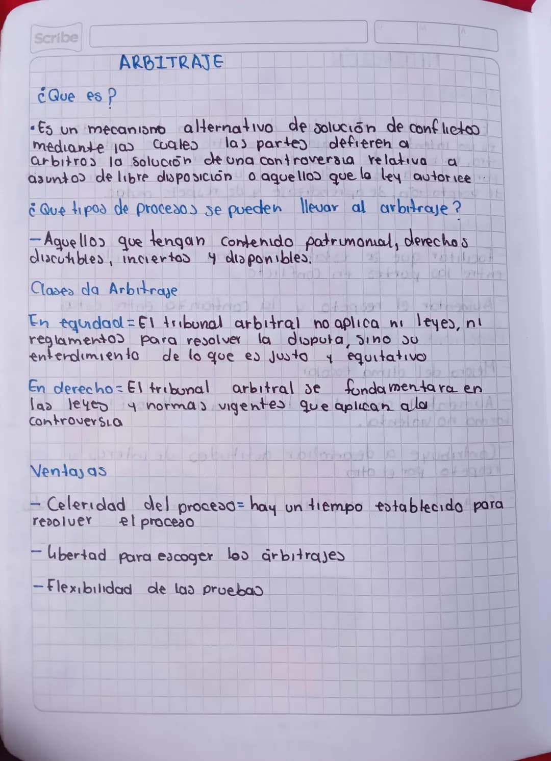 Scribe
¿Que es P
ARBITRAJE
•Es un mecanismo alternativo de solución de conflictoo
mediante la Coales las partes defieren a
arbitros la so