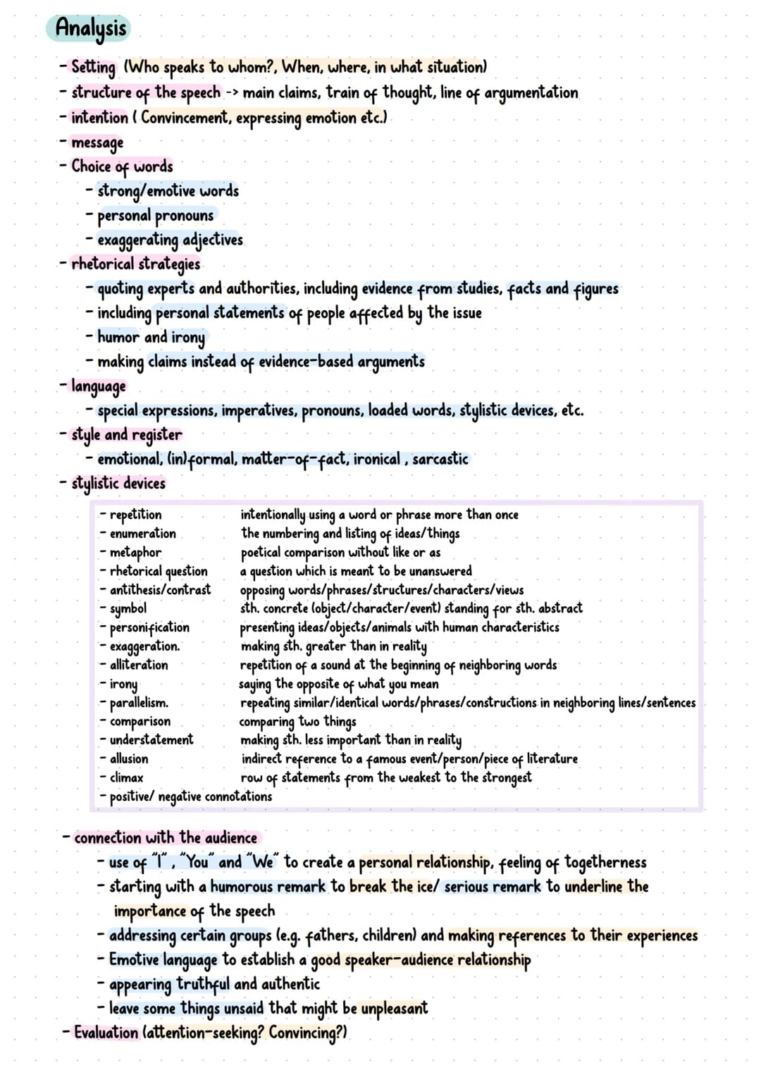 # English Analysis
non-fictional text
- refers to real events, facts
- often has a political, social or historical context
- e.g. speeches