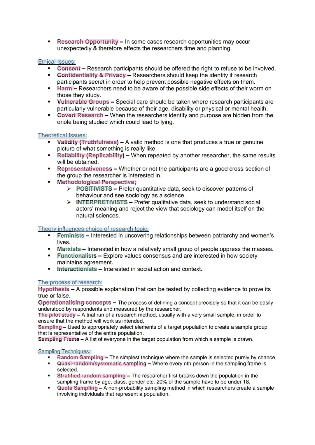 Research Methods - Topic 1
Types of data:
Quantitative Data - Numerical information which is obtained by large quantities (MACRO)
Qualitati