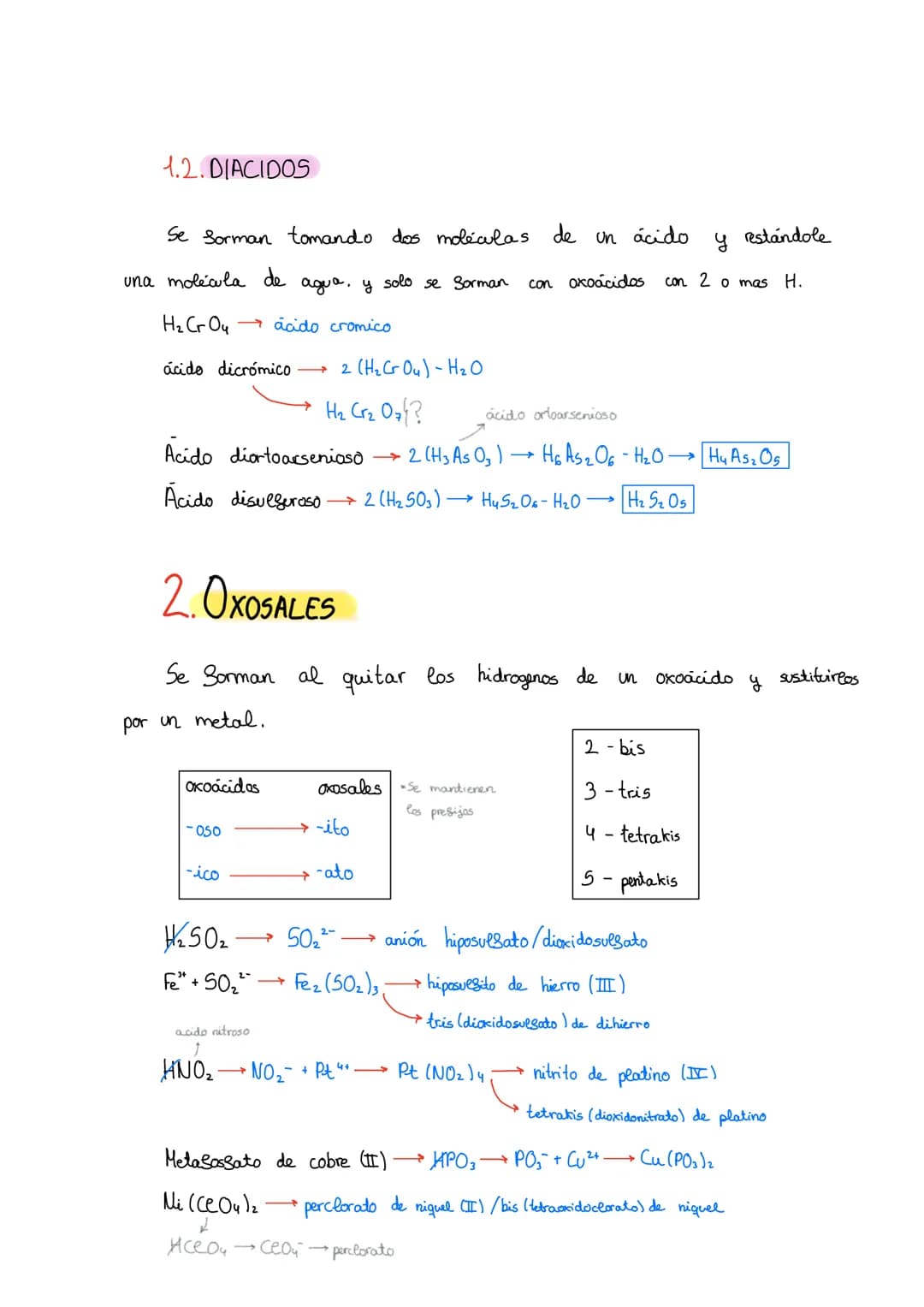 • GRUPO IS N(+1,+3,+5)/Py As (+3,+5)
HNO $\longrightarrow$ ácido hiponitroso
N HNO₂ $\longrightarrow$ácido nitroso
HNO₃ ácido nitrico
|