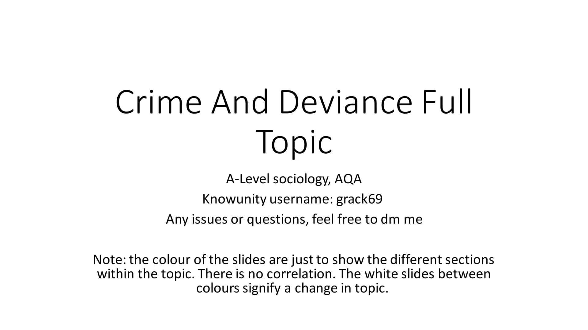 # Crime And Deviance Full
# Topic
A-Level sociology, AQA
Knowunity username: grack69
Any issues or questions, feel free to dm me
Note: the
