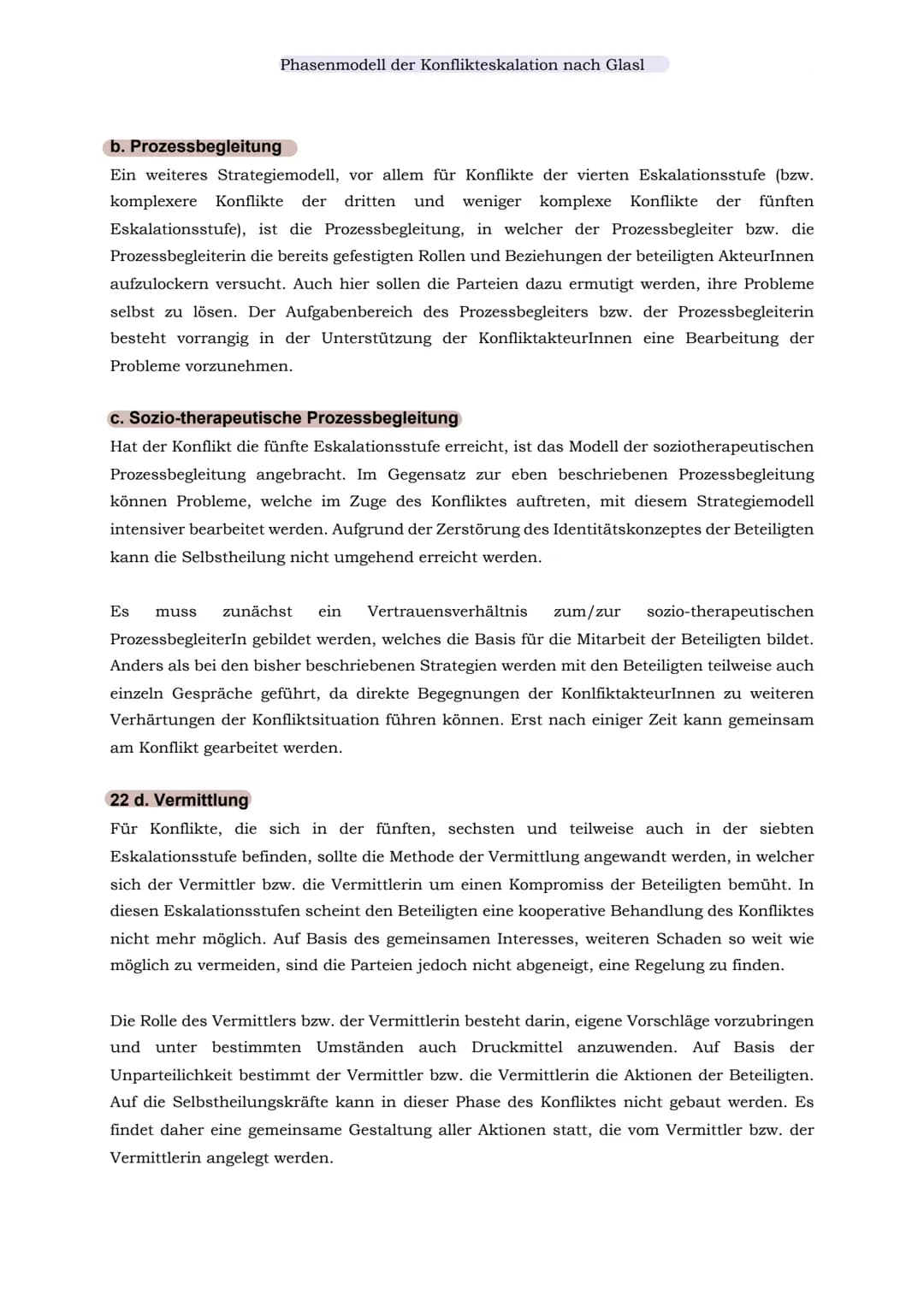 # Phasenmodell der Konflikteskalation nach Glasl
Phasenmodell der Konflikteskalation nach Glasl
Mit dem Phasenmodell der Eskalation legte