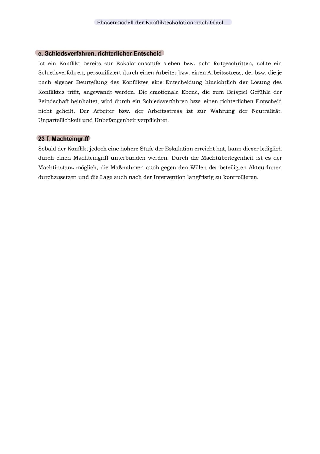 # Phasenmodell der Konflikteskalation nach Glasl
Phasenmodell der Konflikteskalation nach Glasl
Mit dem Phasenmodell der Eskalation legte