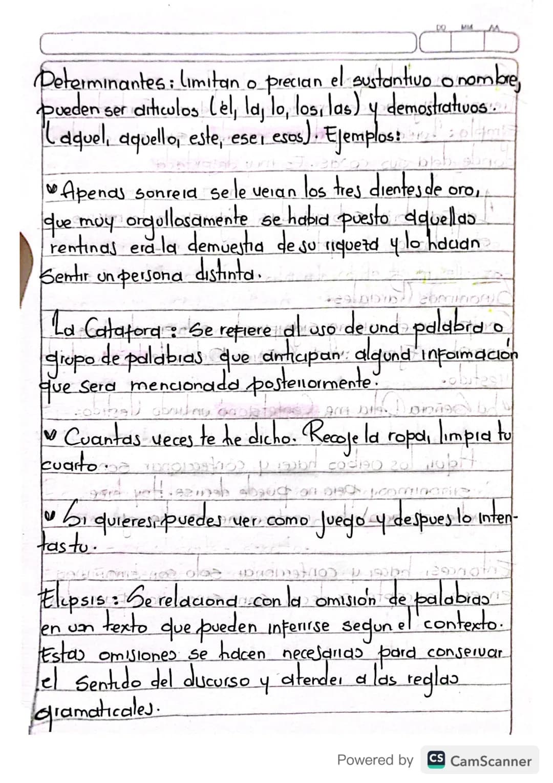DO
MM
AA
# 1a anafora, la Catafora y la elipsis
Cuando yo estaba enojada, el me enviaba una carta y
yo se la devolvia con un beso grabado.