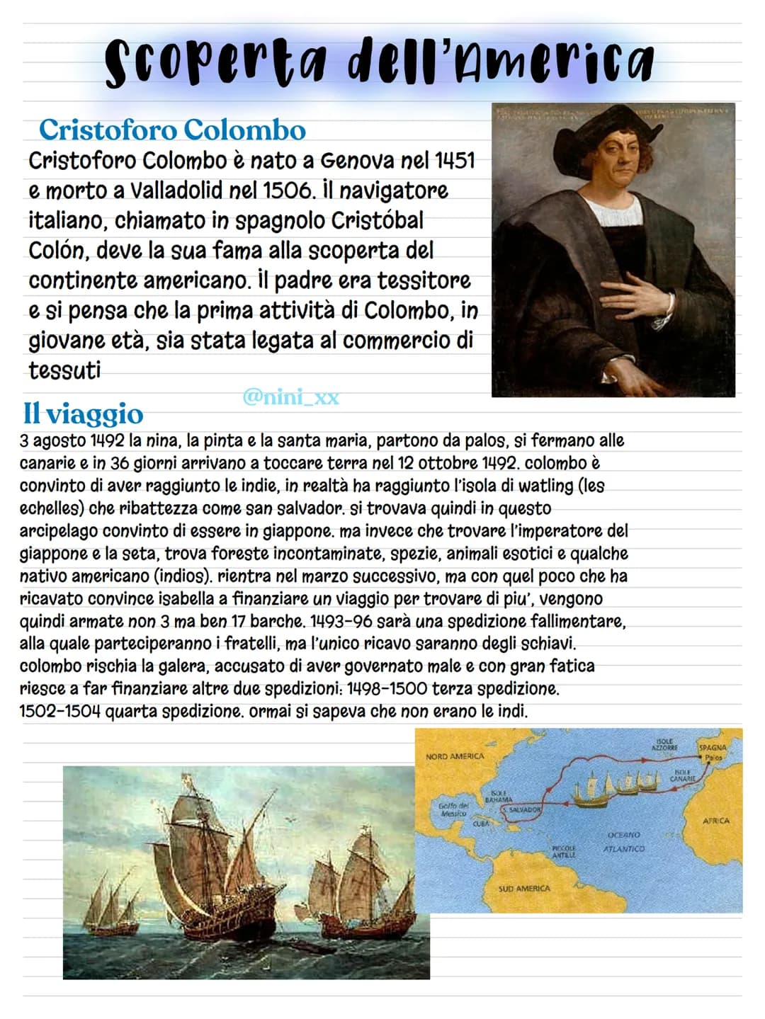 # Scoperta dell'America
Cristoforo Colombo
Cristoforo Colombo è nato a Genova nel 1451
e morto a Valladolid nel 1506. il navigatore
italian