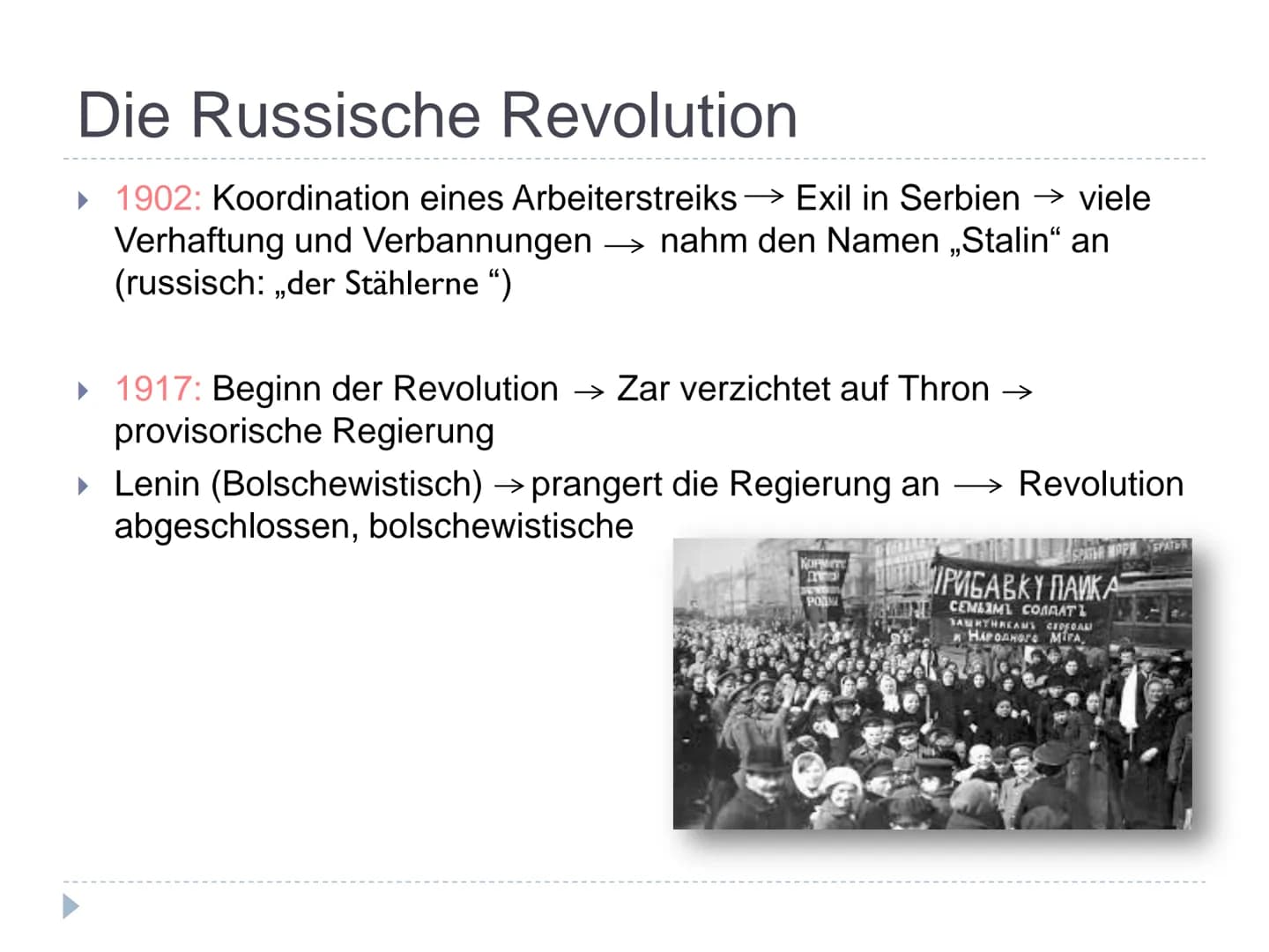 Die Herrschaft Stalins # Gliederung
► Wer war Josef Stalin?
Frühes Leben
Die Russische Revolution
► Politische Übernahme
Großer Terror
