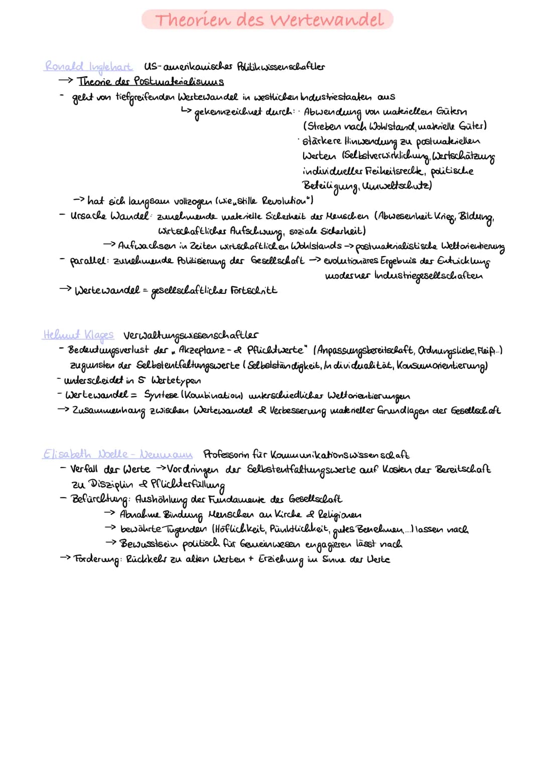 # Theorien des Wertewandel
Ronald Inglehart US-amerikanisches Politik wissenschaftler
→ Theorie des Postmaterialisuus
- geht von tiefgrei