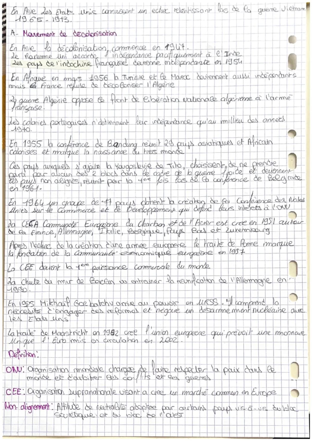 )
# Le jour des puissances dans les relations internationales
depuis 1945
* Affrontement Est-avent.
* Guerre proice. 1947.1991
* L