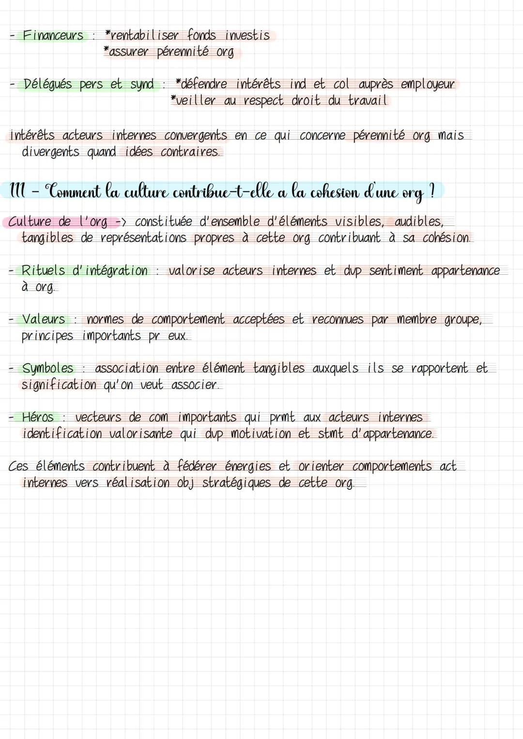 # Chapitre 9 - Les acteurs de l'organisation
1- Qui sont les differents acteurs dans les organisations?
Distingués par rôle, statut pro.
5