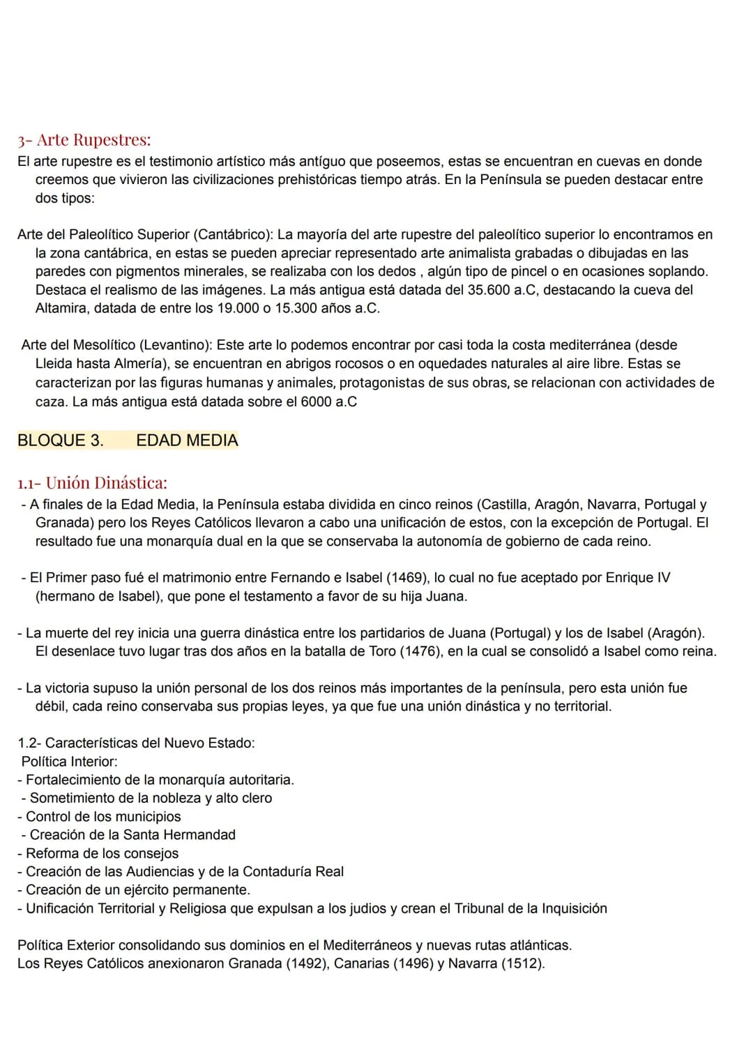 BLOQUE 1
1- Paleolítico-Neolítico:
Los pobladores del periodo Paleolítico eran depredadores y su economía era de subsistencia, basada en
ca