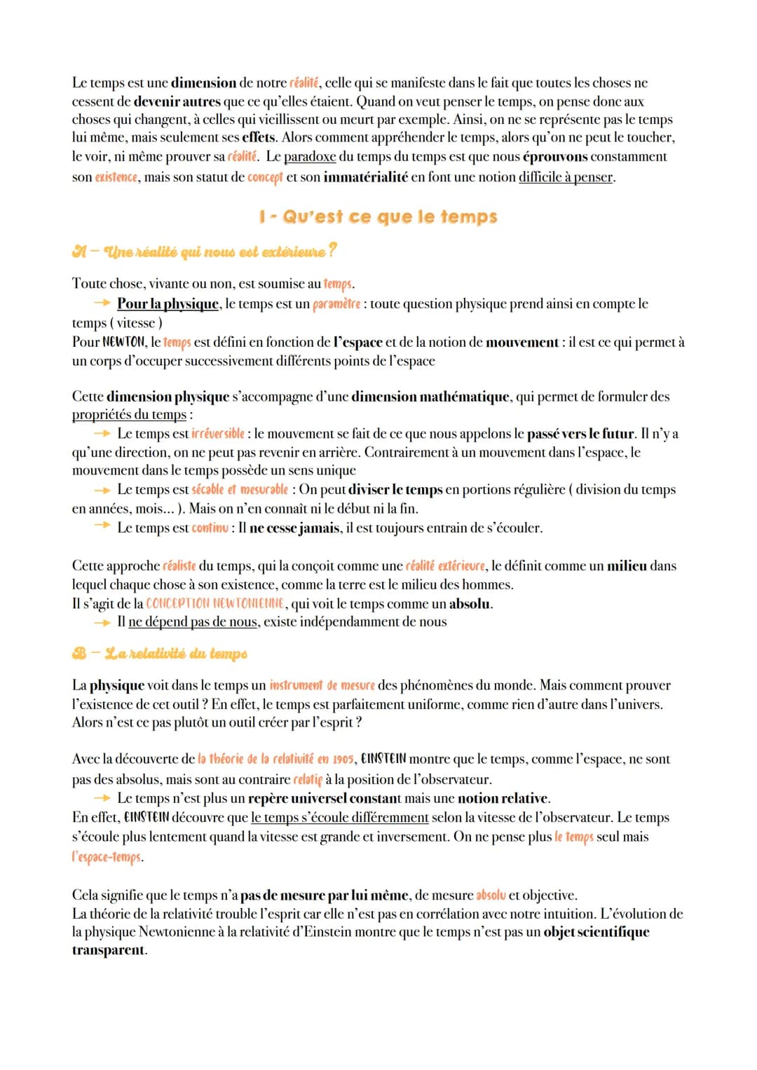 C H A P I T R E 14
LE TEMPS Le temps est une dimension de notre réalité, celle qui se manifeste dans le fait que toutes les choses ne
cesse