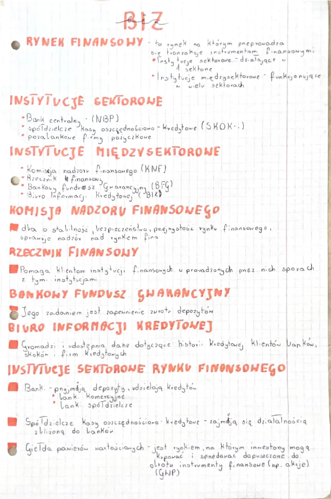 # BIZ
• RYNEK FINANSOWY to rynek na którym preprowadza
się transakcje instrumentam finansowym.
* Instytucje sektorowe działające w
1 sekton